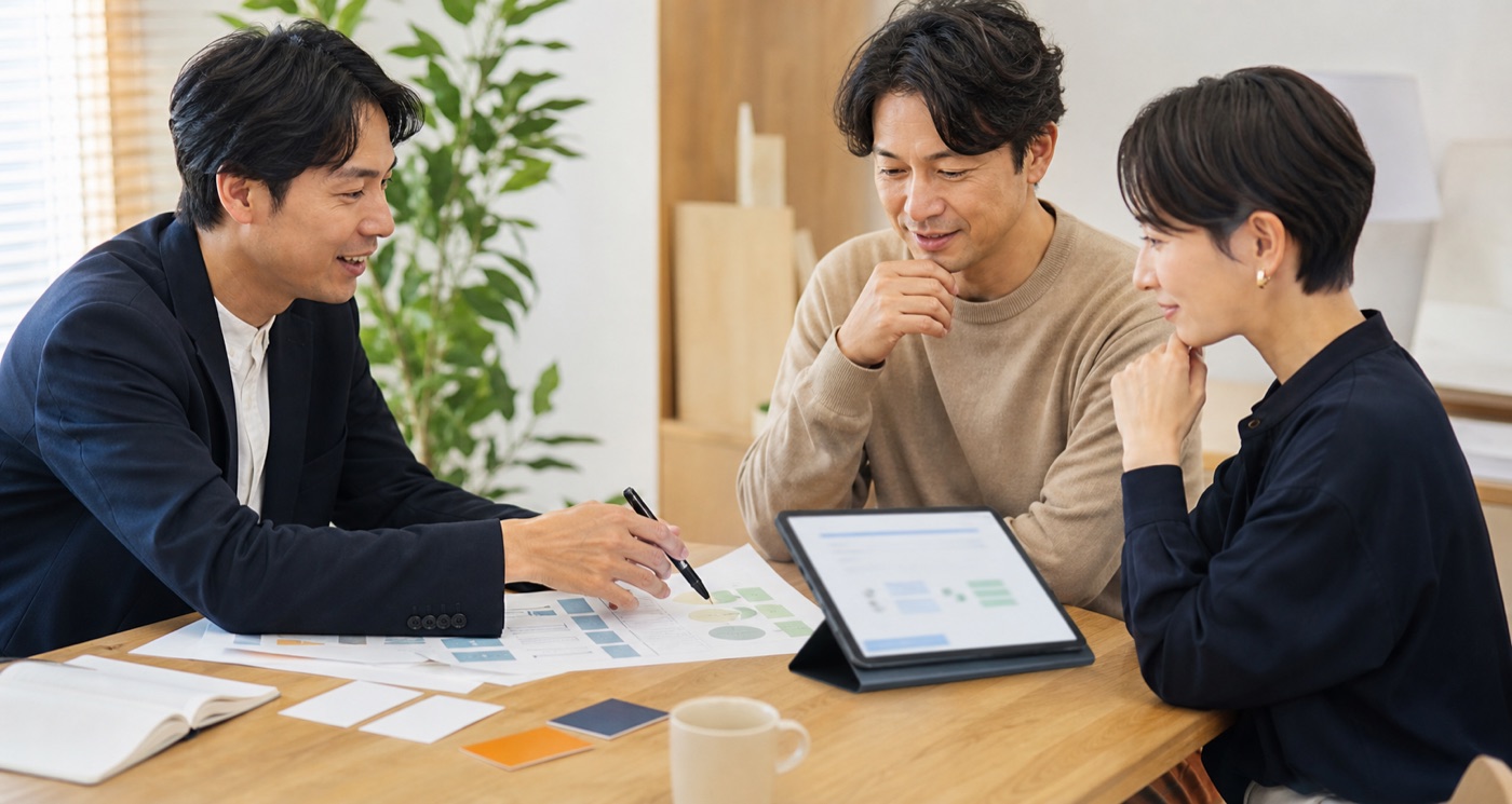 営業支援の進め方を打ち合わせで確認する様子